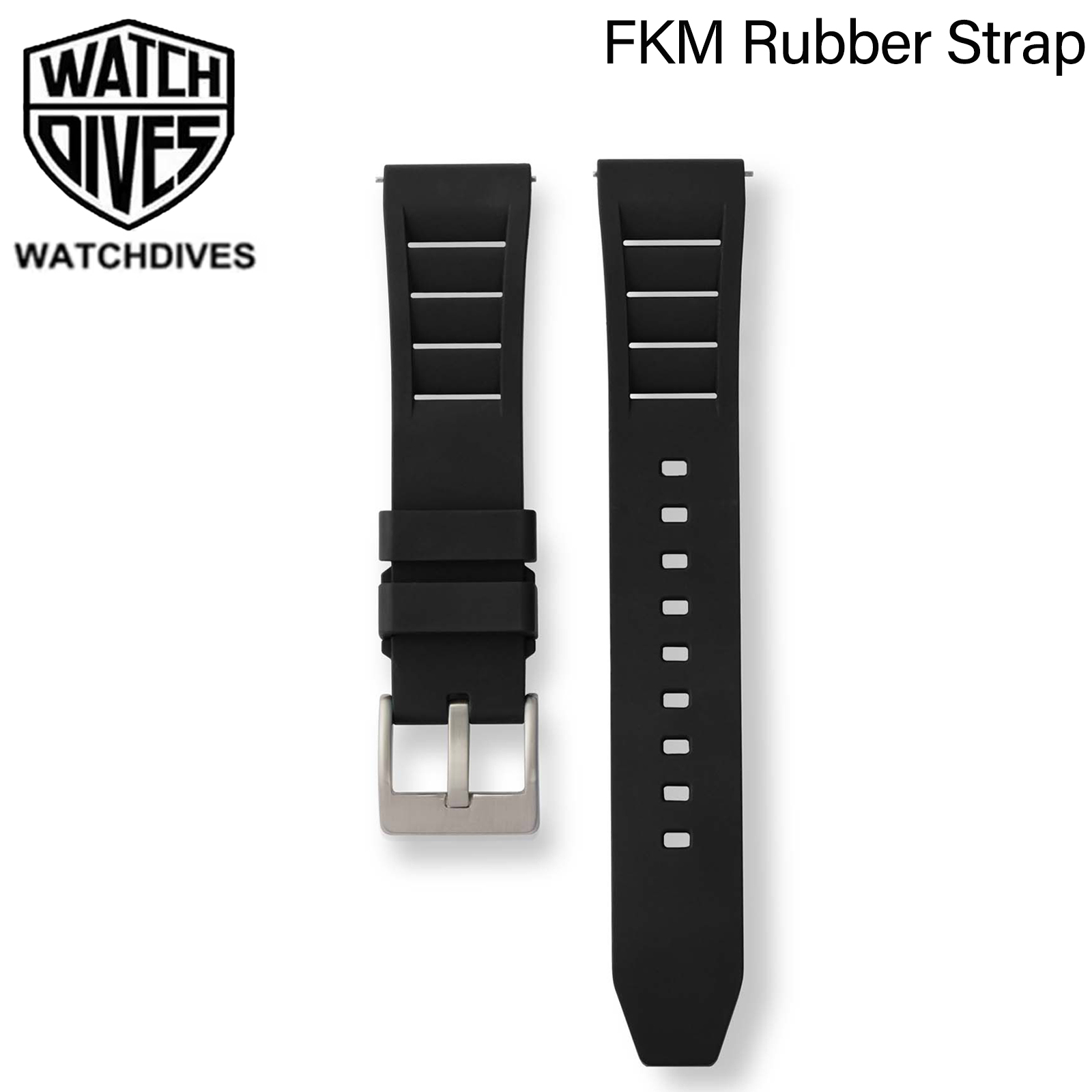Fkm Rubber Dive Watch Strap 20Mm - Premium Grade Fluor Rubber Horlogeband 20mm