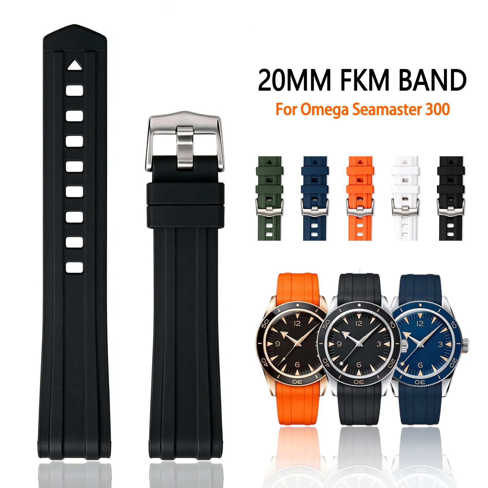Fkm Rubber Dive Watch Strap 20Mm - 20 mm FKM fluororubber horlogeband voor