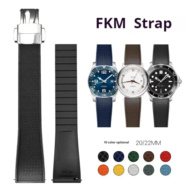 Fkm Rubber Dive Watch Strap 20Mm - 20mm 22mm FKM Band voor Omega
