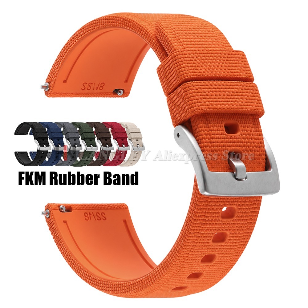 Fkm Rubber Dive Watch Strap 20Mm - FKM Fluoro Rubber horlogebandjes 20mm 21mm