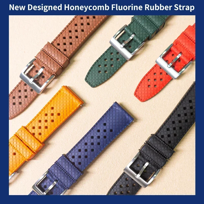 Fkm Rubber Dive Watch Strap 20Mm - Hoge Kwaliteit FKM Horlogeband 20mm 22mm