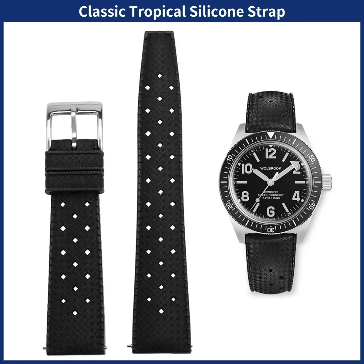 Fkm Rubber Dive Watch Strap 20Mm - FKM horlogeband 20mm 22mm Tropische Quick