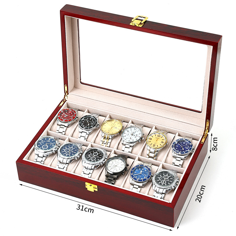 Watch Display Case Glass Top 12 Slots - Houten 2/3/5/6/10/12 Slots Horloge Box Organizer
