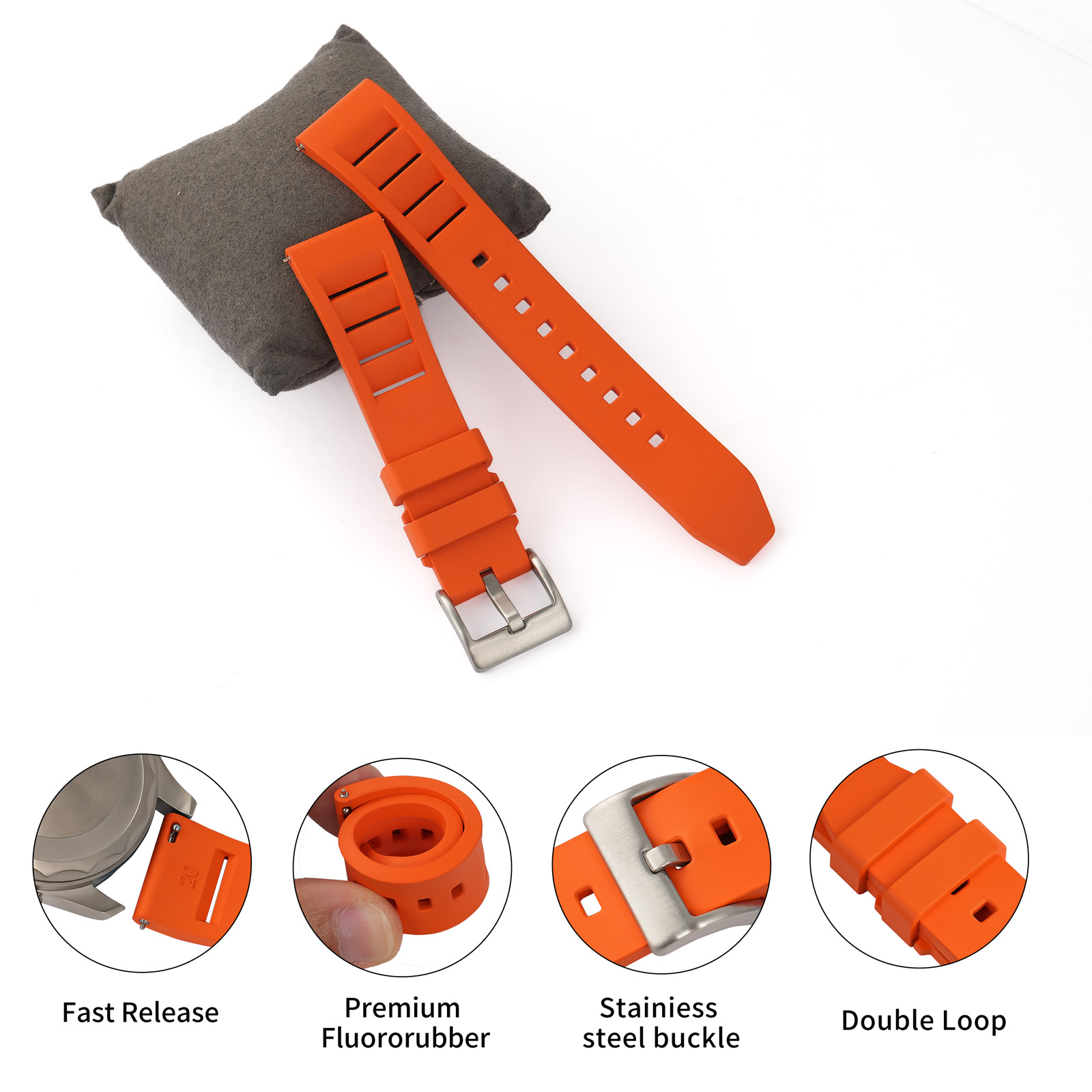Premium Grade Fluor Rubber Hor - Fkm Rubber Dive Watch Strap 20Mm recensie en prijs