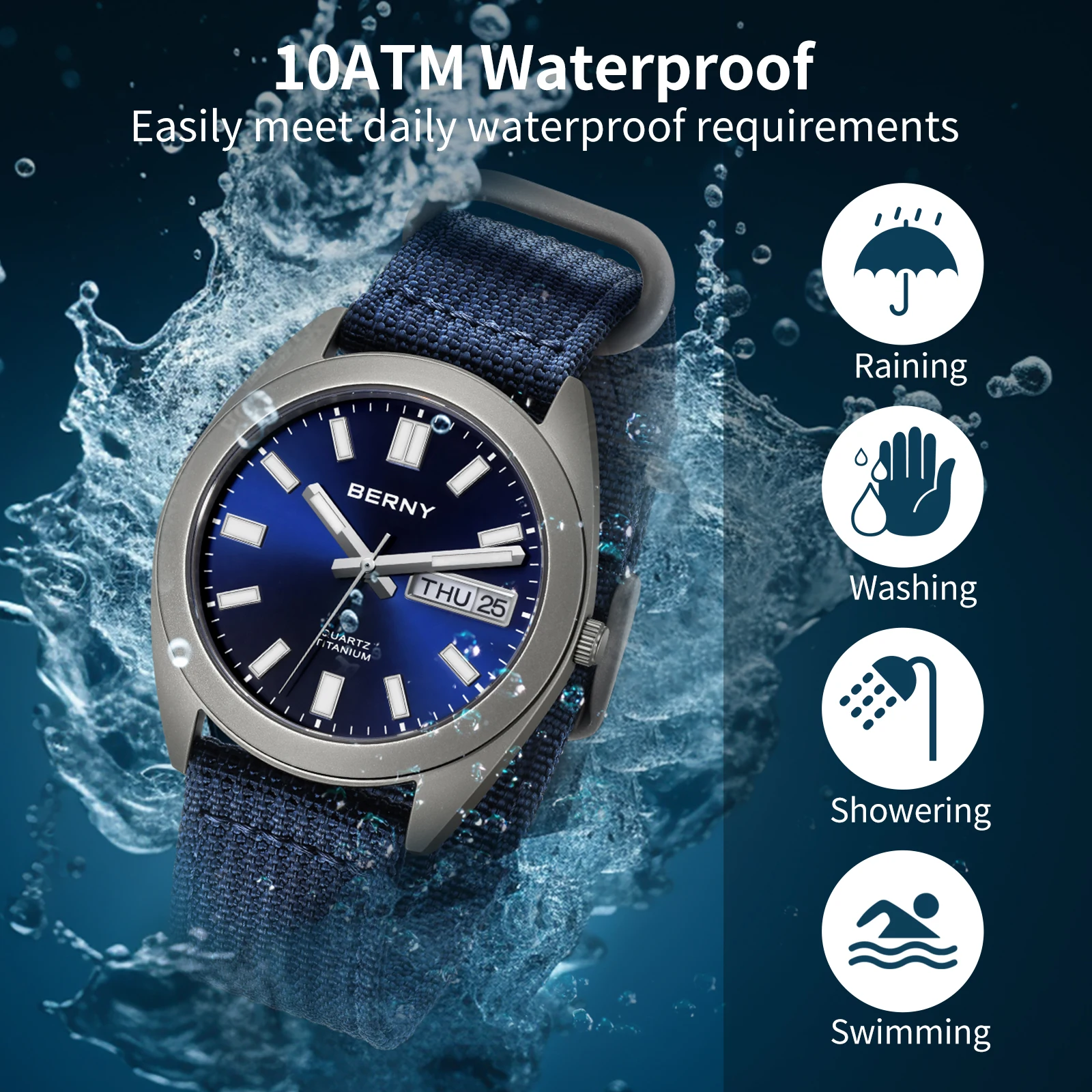 BERNY Titanium Mannen Horloge  - Field Watch Titanium 100M Sapphire recensie en prijs