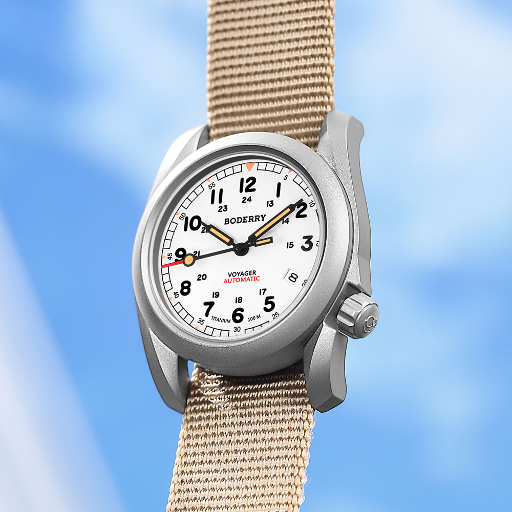 Boderry Voyager herenhorloge,  - Field Watch Titanium 100M Sapphire recensie en prijs