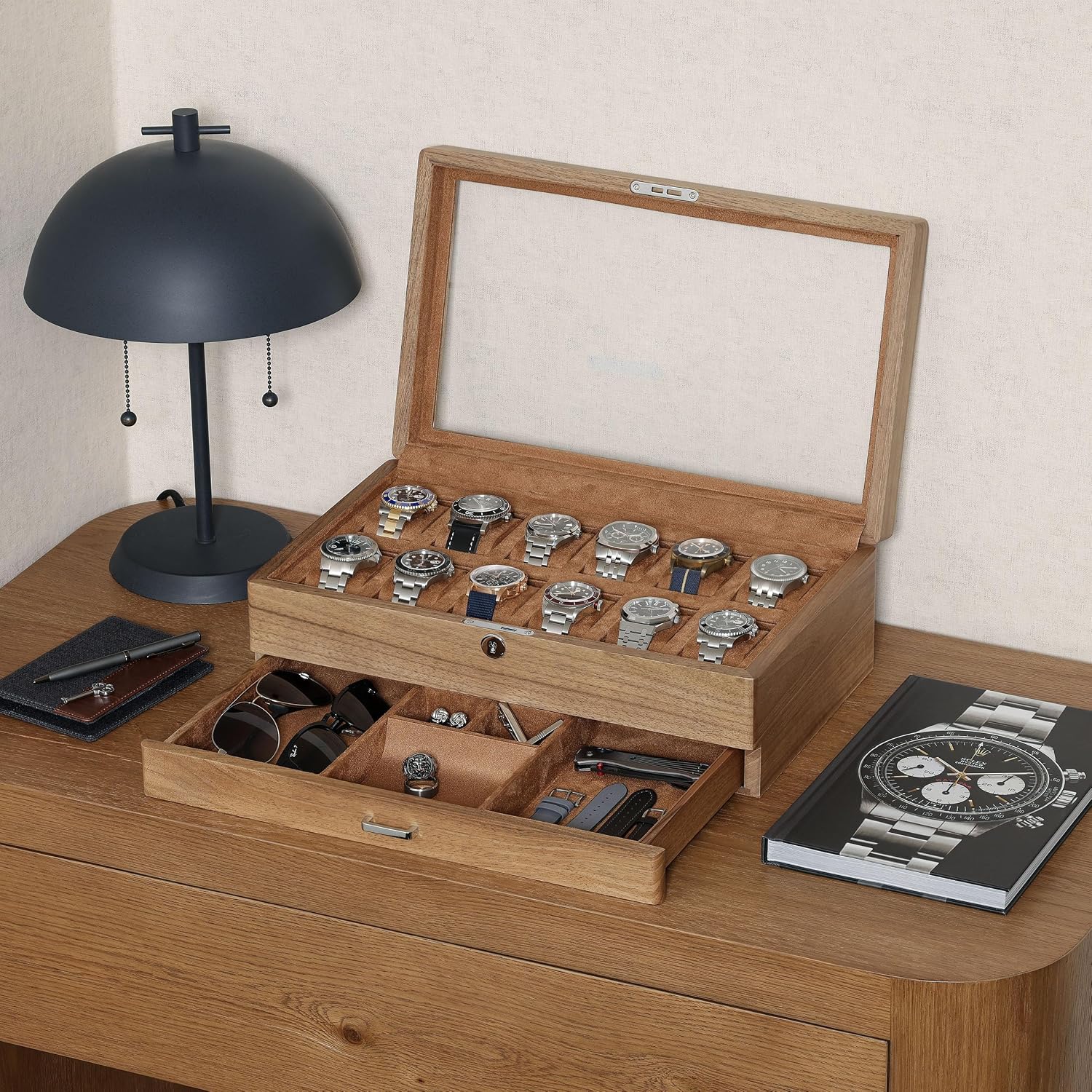 12-vakken horlogekist van mass - Watch Display Case Glass Top 12 Slots recensie en prijs
