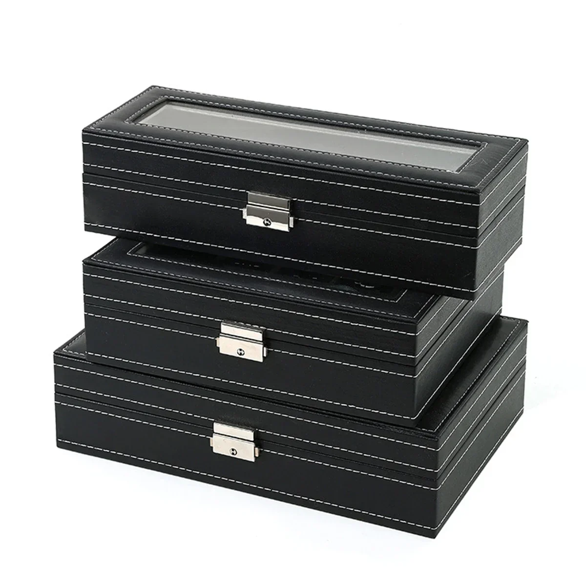 PU Lederen horloge doos 2/3/4/ - Watch Display Case Glass Top 12 Slots recensie en prijs