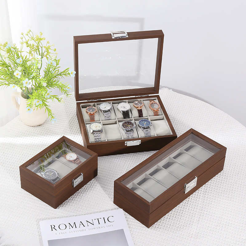 Premium bamboe houten horloge  - Watch Display Case Glass Top 12 Slots recensie en prijs