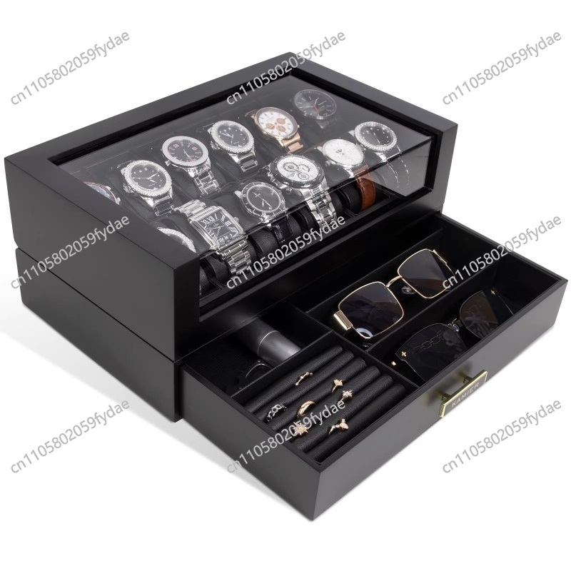 Houten horlogekist met 12 vakj - Watch Display Case Glass Top 12 Slots recensie en prijs