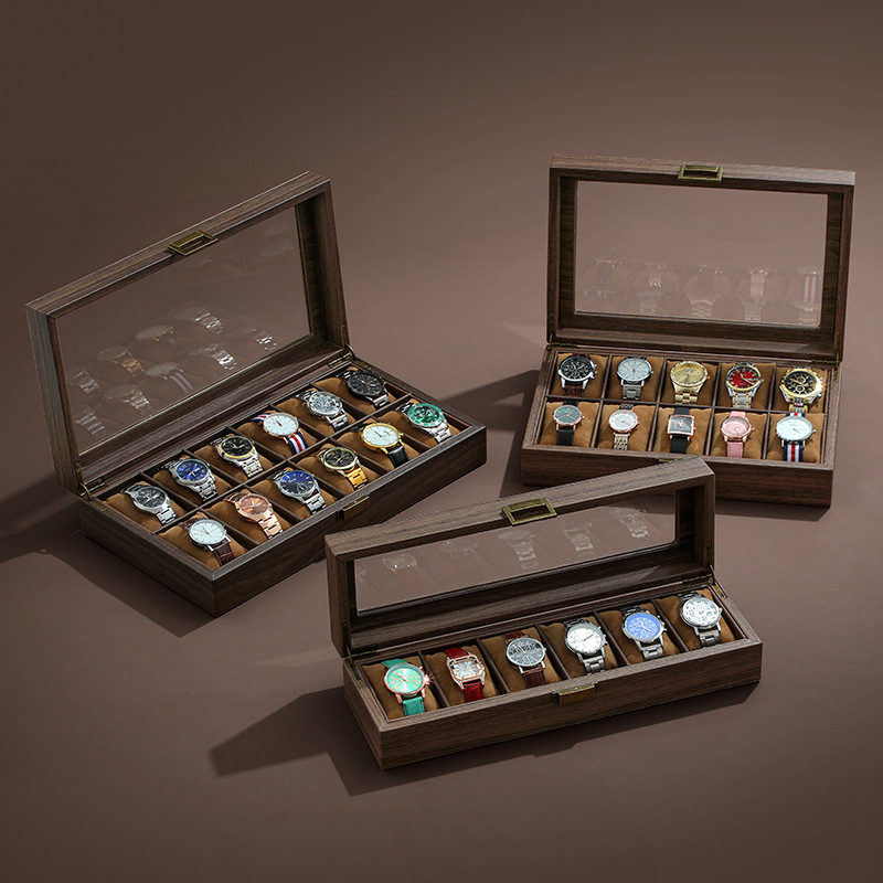 3/6/10/12 Sleuven Vintage Hout - Watch Display Case Glass Top 12 Slots recensie en prijs