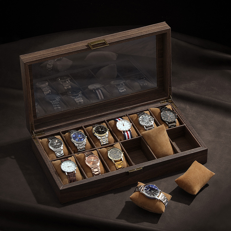 3/6/10/12 Sleuven Vintage Hout - Watch Display Case Glass Top 12 Slots recensie en prijs