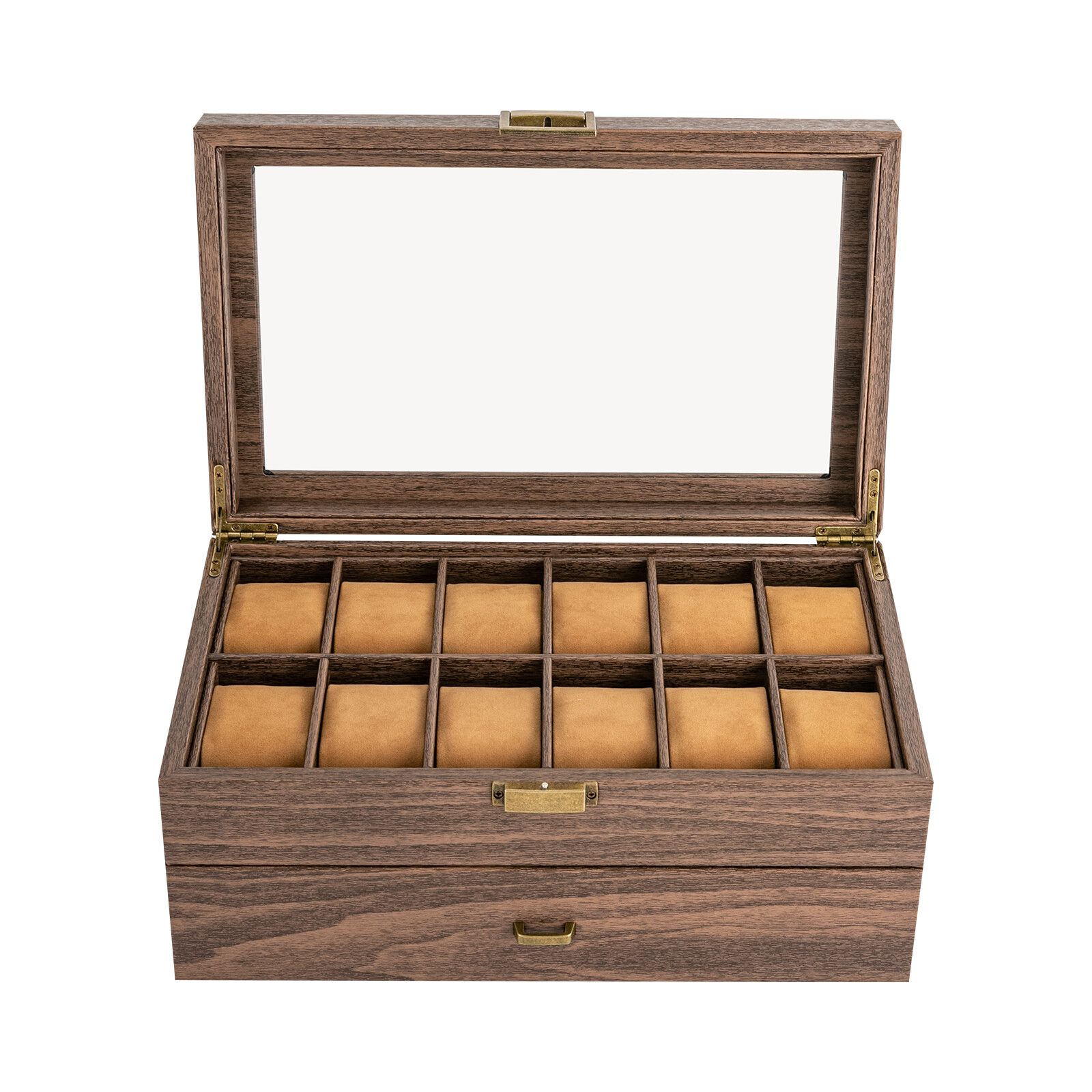 Horlogebox met 24 vakjes, horl - Watch Display Case Glass Top 12 Slots recensie en prijs