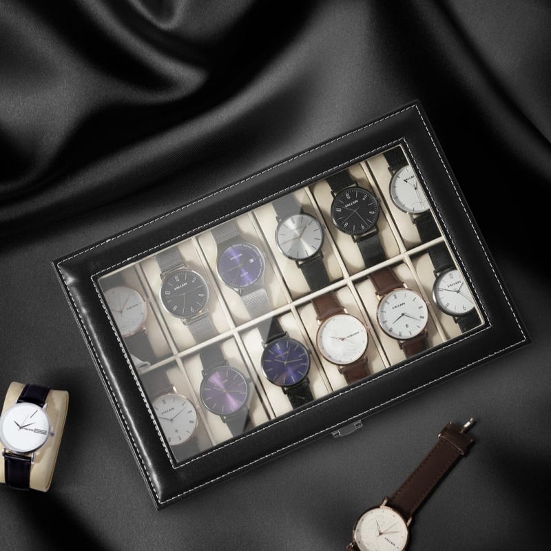 2/3/6/10/12 Slot PU Lederen Ho - Watch Display Case Glass Top 12 Slots recensie en prijs
