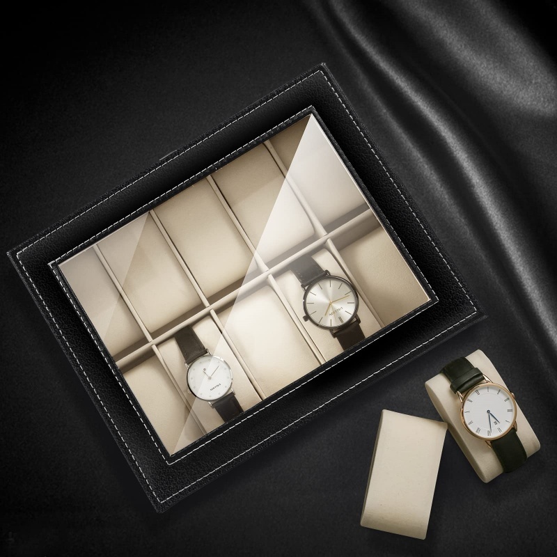 2/3/6/10/12 Slot PU Lederen Ho - Watch Display Case Glass Top 12 Slots recensie en prijs