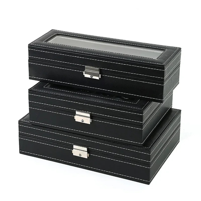 Horlogebox van PU-leer met 2/3 - Watch Display Case Glass Top 12 Slots recensie en prijs