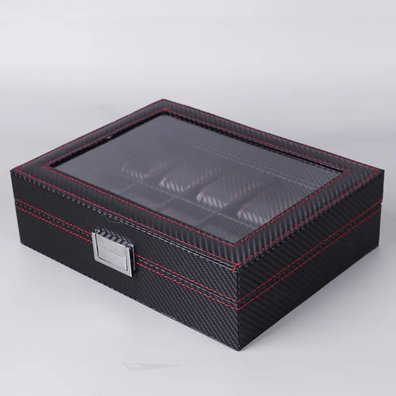 Horlogedoos 6/10/12 PU-leer Di - Watch Display Case Glass Top 12 Slots recensie en prijs