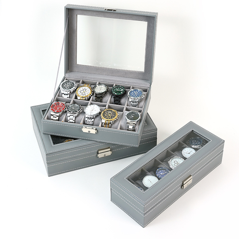 PU Lederen horloge doos 2/3/4/ - Watch Display Case Glass Top 12 Slots recensie en prijs