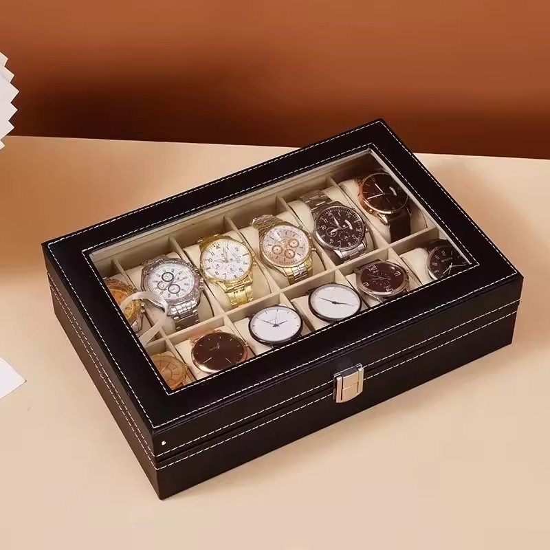 2/3/6/10/12 Slot PU Lederen Ho - Watch Display Case Glass Top 12 Slots recensie en prijs