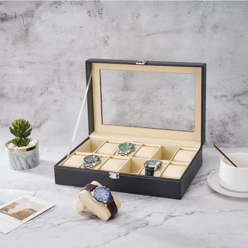 12-delige PU lederen horloge e - Watch Display Case Glass Top 12 Slots recensie en prijs