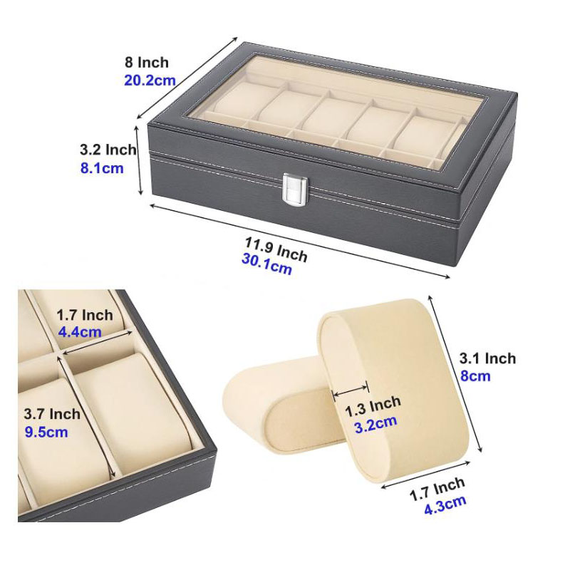 12-delige PU lederen horloge e - Watch Display Case Glass Top 12 Slots recensie en prijs